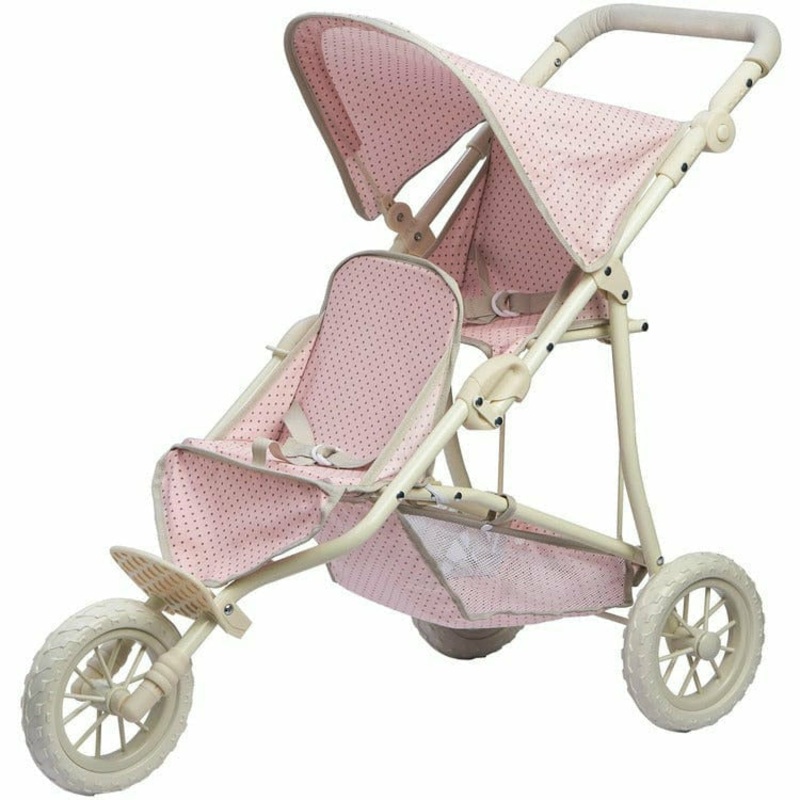 Olivia’s Little World – Polka Dots Princess Baby Doll Twin Jogging Stroller – Pink & Grey