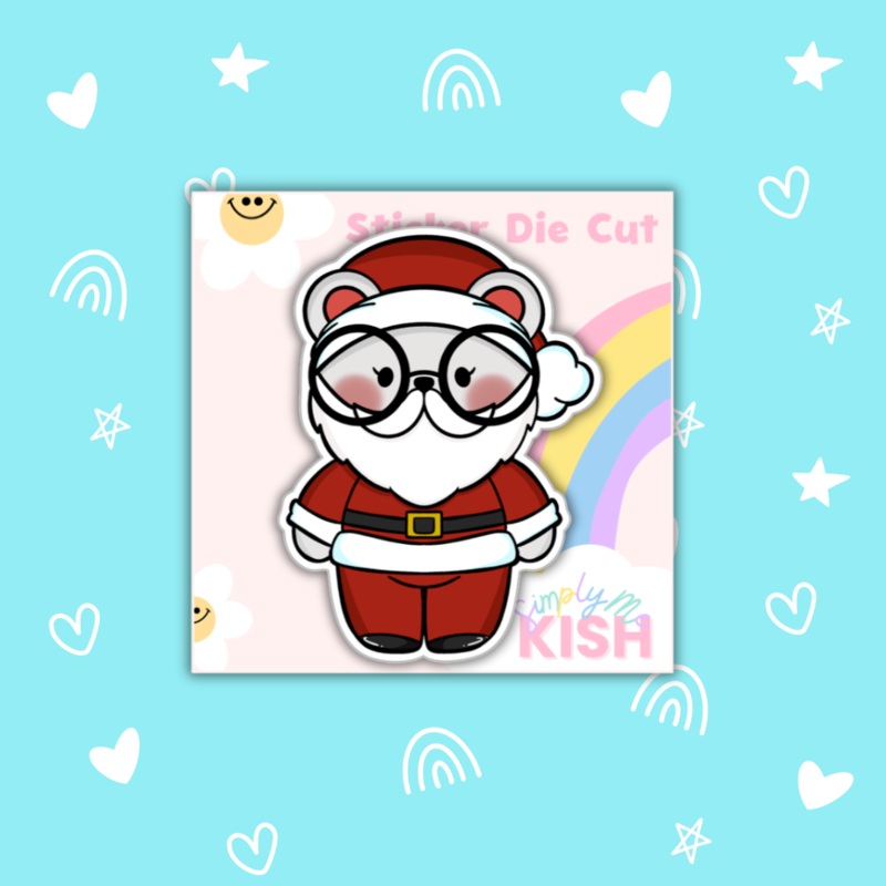 Santa Emma Bear | Sticker Die Cut (ONLINE ORDER ONLY)