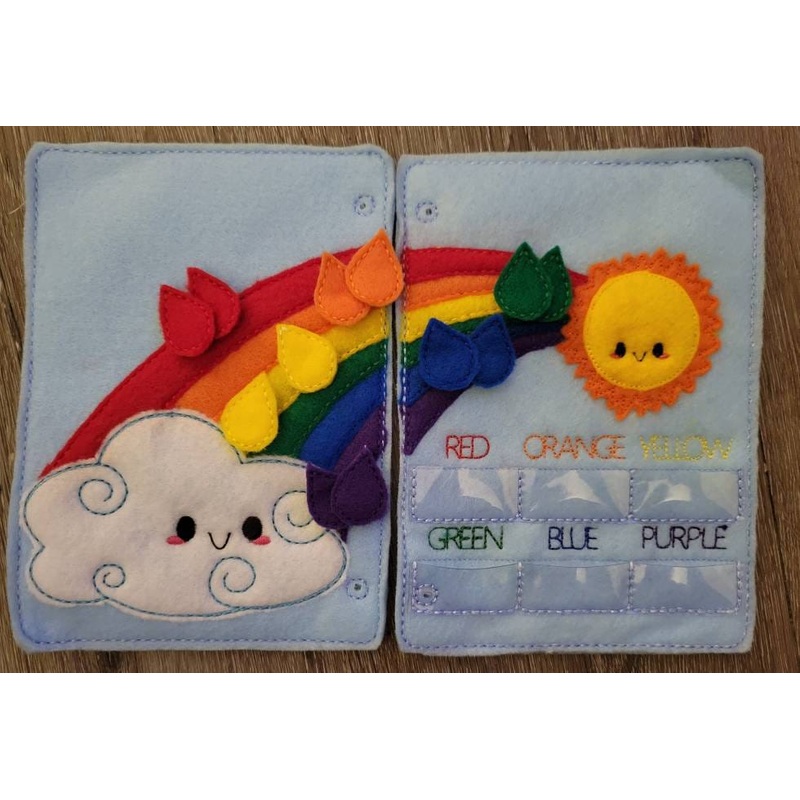 Color match Quiet book page –  rainbow – color sorting – rain drops – counting game – educational – learning toy (ONLINE ORDER ONLY)