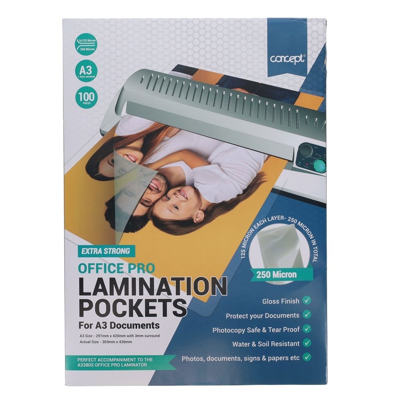 Concept A3 Laminating Pouches 150 micron Pack of 100
