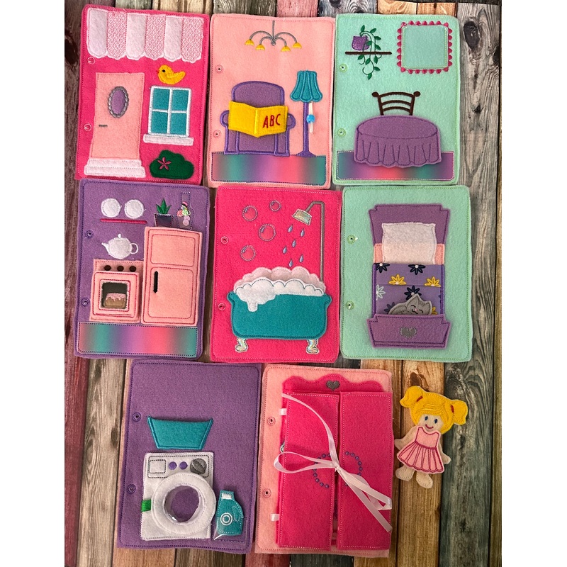 Felt Dollhouse Quiet Book – Toddler Activity Book – Educational Gift for Girls – Learning Toy – Unpaper Doll (ONLINE ORDER ONLY)