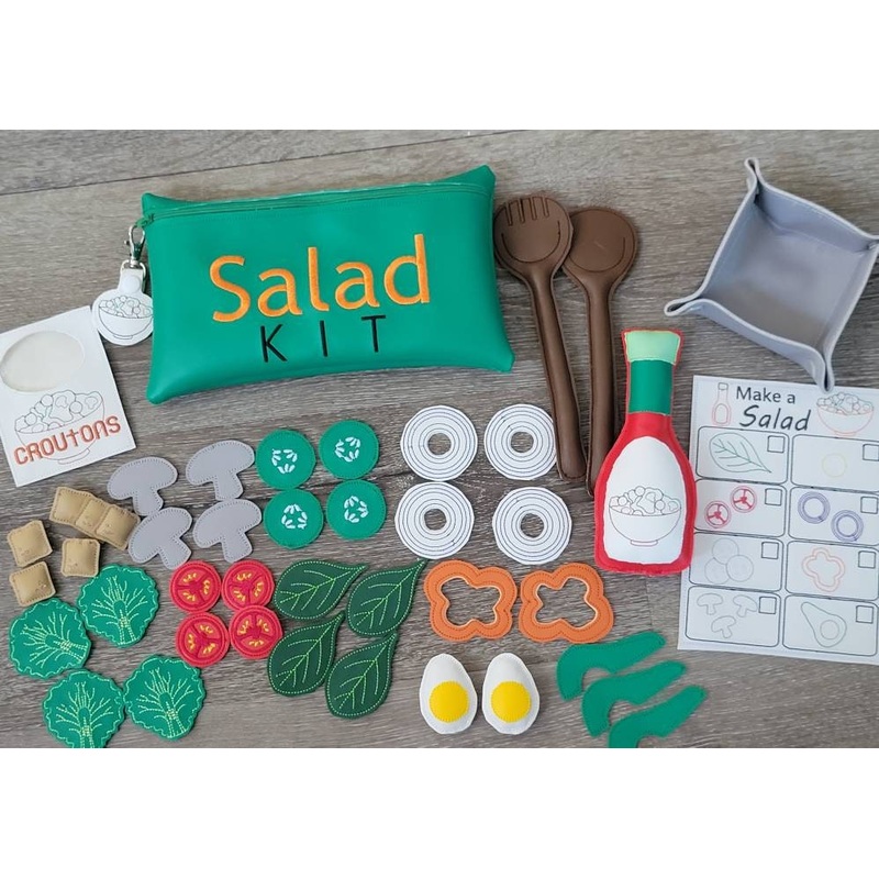 Felt Food Salad – Marine Vinyl Play Food –  pretend play – build your own salad – play kitchen – realistic toy Food – gift for teachers (ONLINE ORDER ONLY)