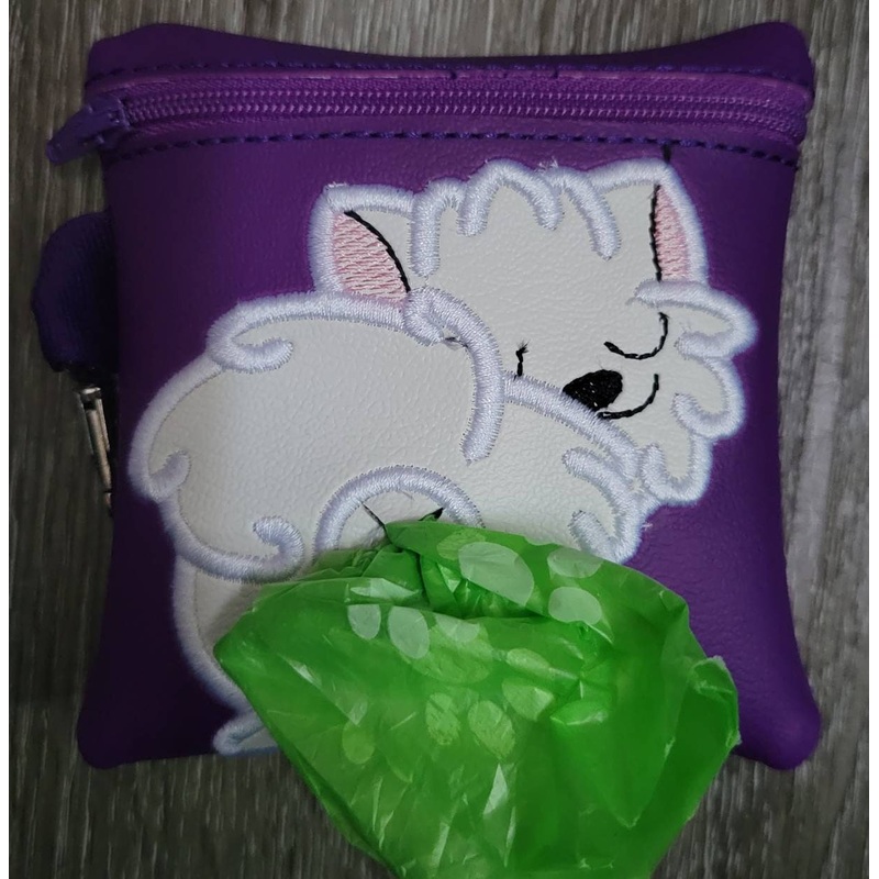 White Pomeranian Poop Bag Pouch – gift for dog lover – Zippered poop bag holder-  Gift for Dog Walker – veterinarian – dog groomer (ONLINE ORDER ONLY)