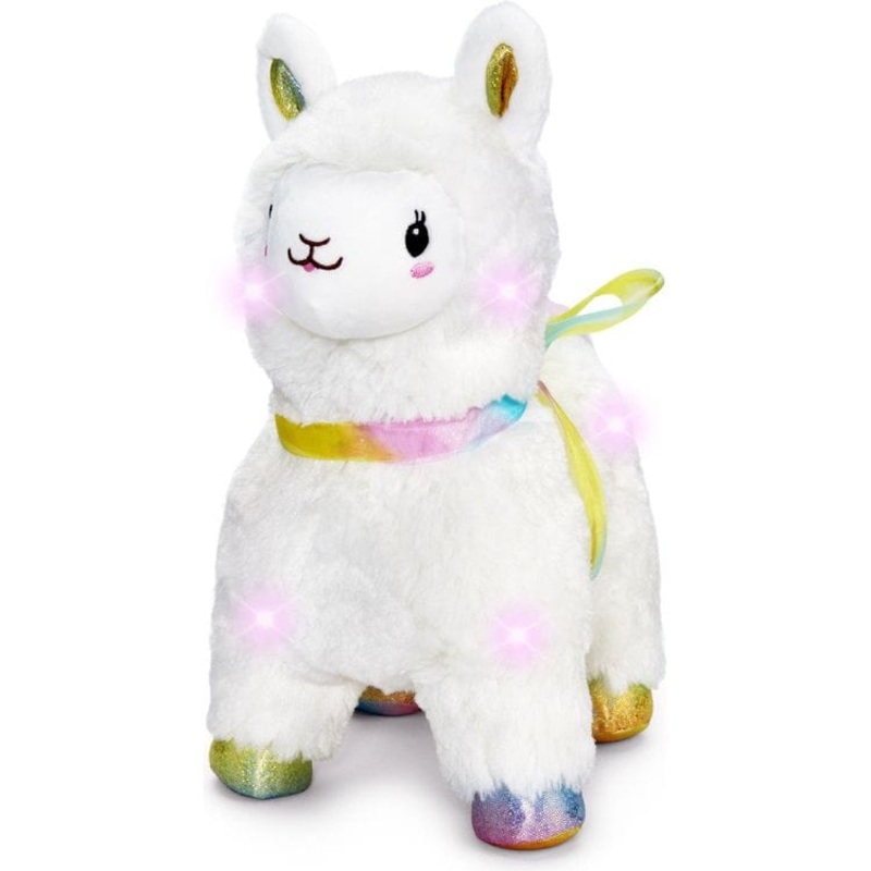 12 Glow Brights LED with Sound Alpaca Plush – Cream