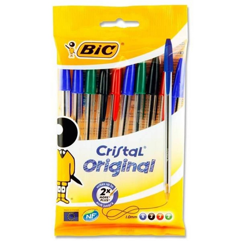 Bic Cristal Packet of 10 Asst Ballpoint Pens