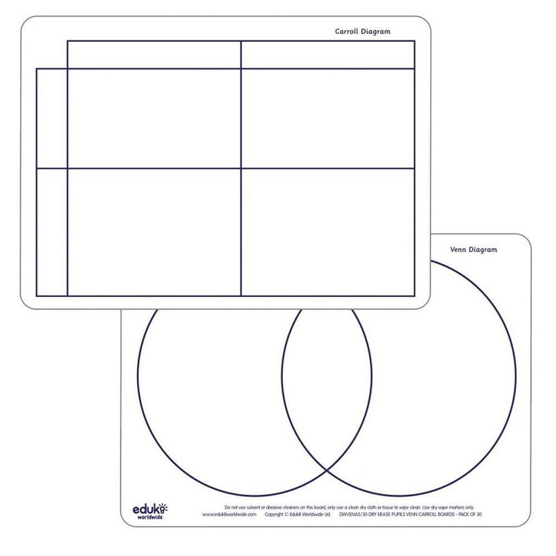 Dry Erase  Pupil A5 Venn Carroll Boards Pack of 30
