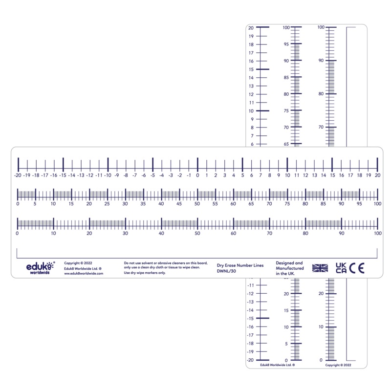 Dry Erase  Pupils 1/2 A4 Number Line Boards Pack of 30