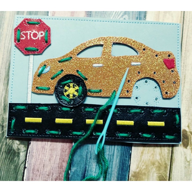 Sewing cards for kids – Car sewing card – learn to sew – busy toy – activity toy – car lacing card – learning toy – Montessori toy – quiet (ONLINE ORDER ONLY)