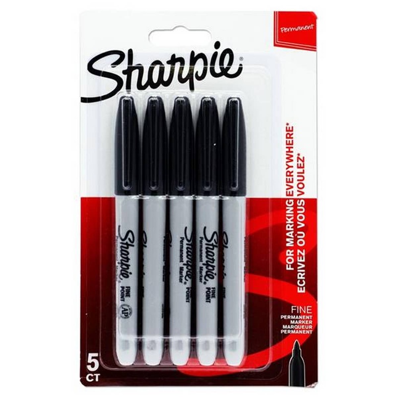 Sharpie Card 5 Fine Tip Permanent Markers  Black
