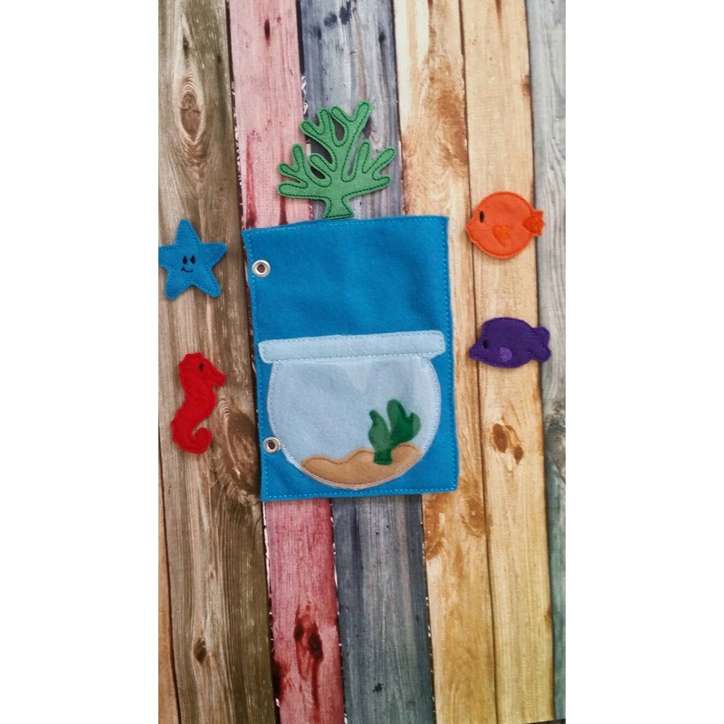 Build Your Own Felt Quiet Book..  Page by Page…Fish Bowl Activity Page.. Fish, Coral, Starfish, and Sea Horse Included (ONLINE ORDER ONLY)