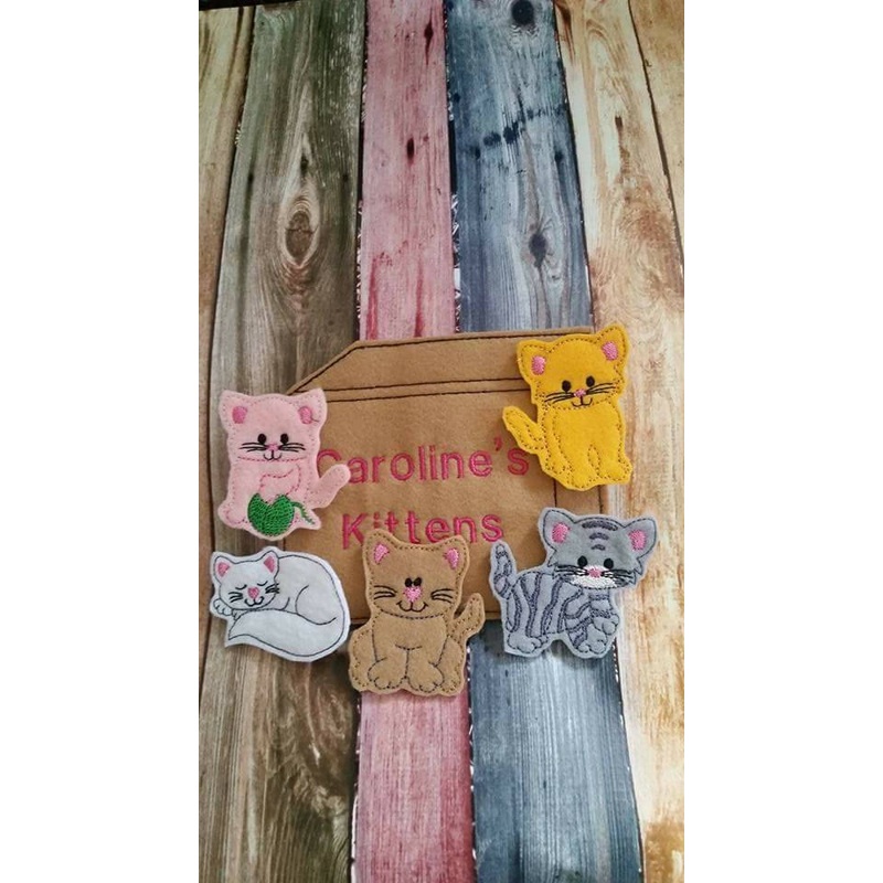 Cat Finger Puppets – cat toy – kitten finger puppet -personalized – Storage Bag  –  Quiet Toy – Busy Bag – Activity Bag – custom colors (ONLINE ORDER ONLY)