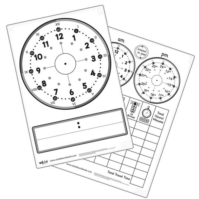 Dry Erase  Pupils A4 Time Board Pack of 30