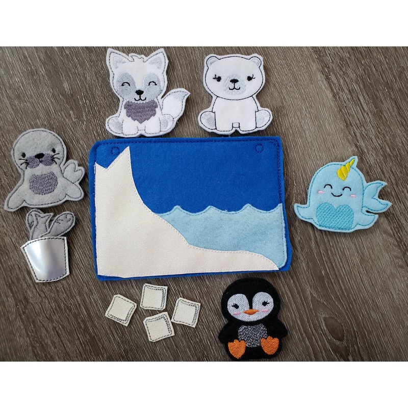 Felt finger puppet animal – Arctic Animal quiet book page –  Gift for kids – habitat – Party Favor – learning toy – animals and biomes (ONLINE ORDER ONLY)