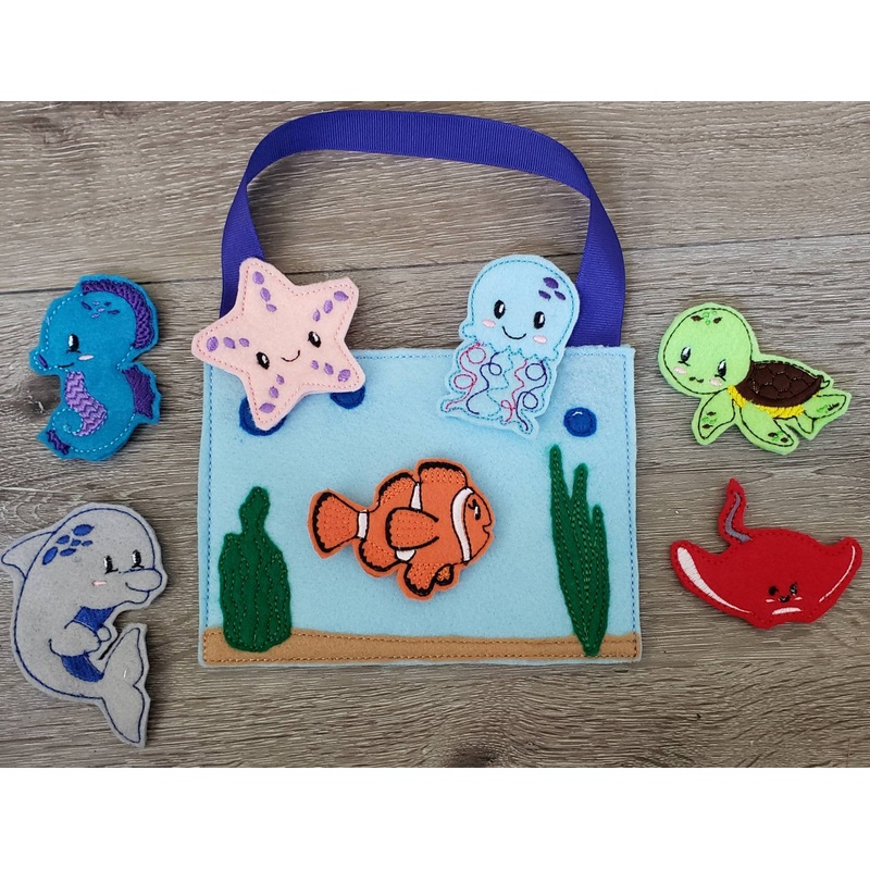 Felt finger puppet animal – Ocean Animal quiet book page –  Gift for kids – Party Favor – baby shower gift – Under the Sea – sea creatures (ONLINE ORDER ONLY)