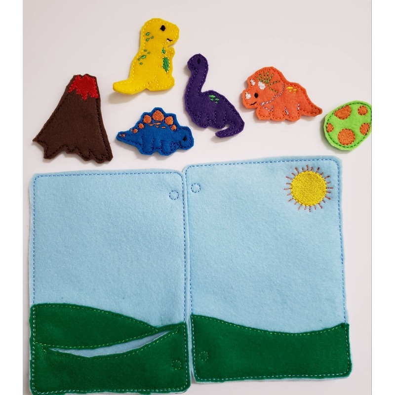 Quiet book page Dinosaur – toddler – preschool – Busy Book – Activity Book – Interactive (ONLINE ORDER ONLY)