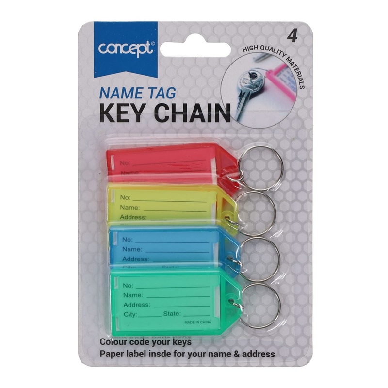 Name Tag Keychains Pack of 4