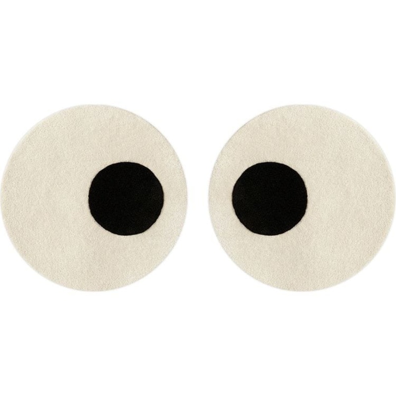 Pair of Eyes Round Rug – White/Black