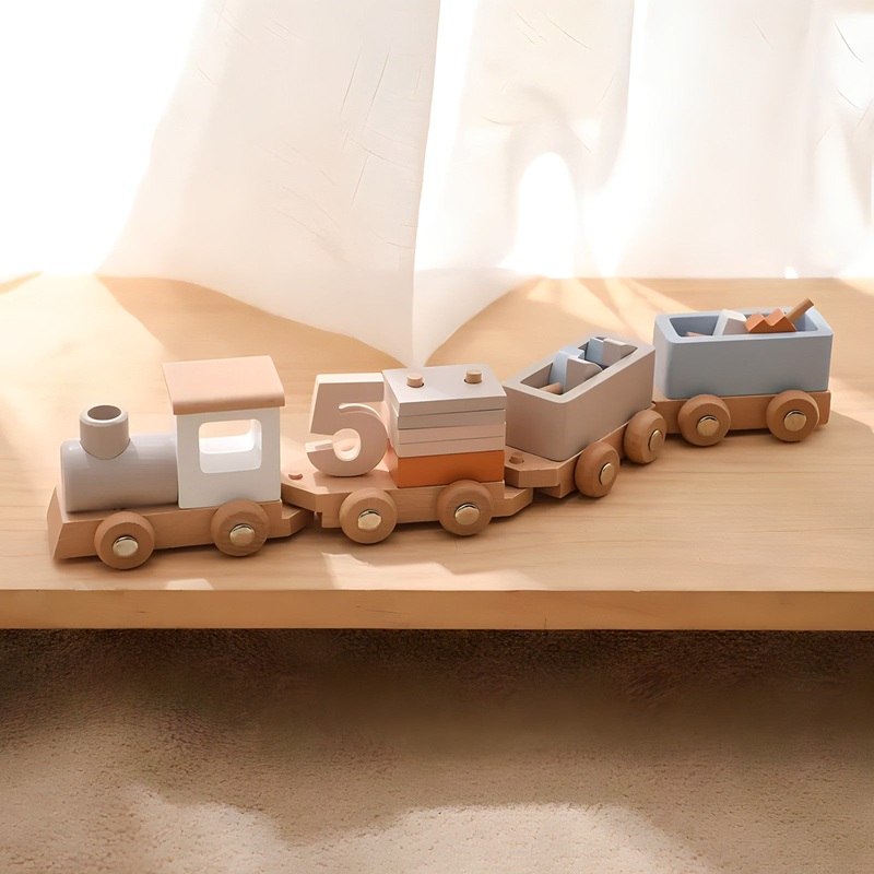 Small Wooden Train and Wooden Trailer Trolley Toys (ONLINE ORDER ONLY)