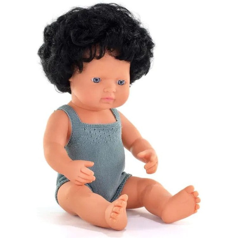 15 Baby Doll Caucasian Boy with Curly Black Hair