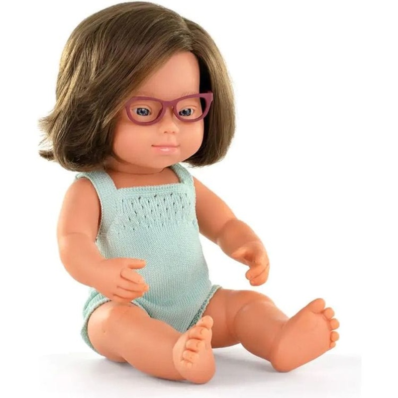 15 Baby Doll Caucasian Girl Down Syndrome with Glasses