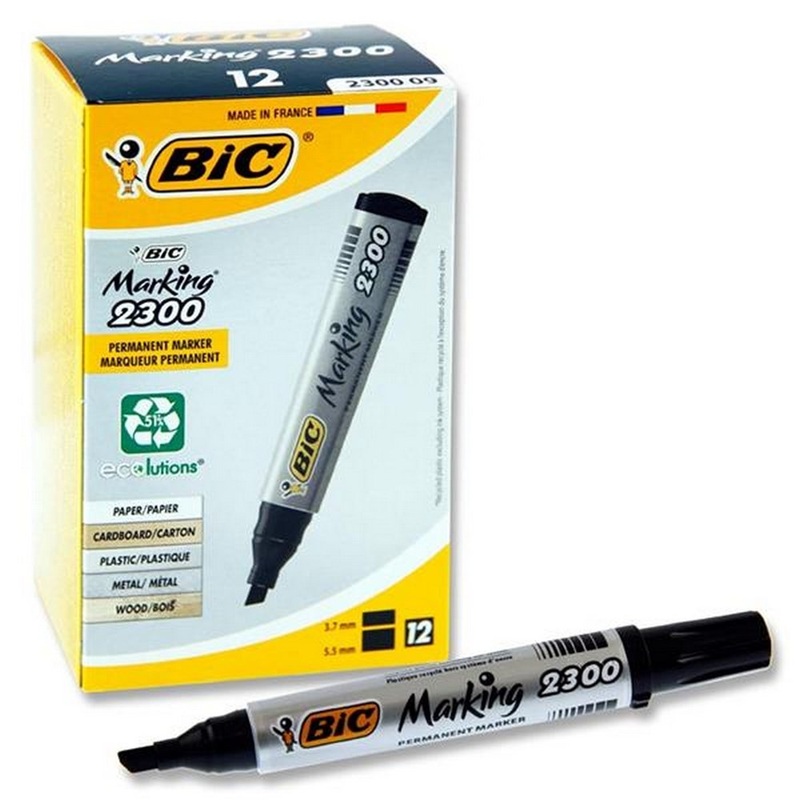 BIC Marking 2300 Chisel Tip Permanent Marker  Black