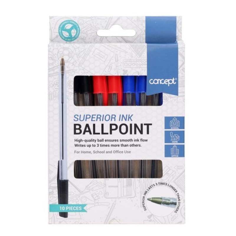 Concept Ballpoint Pens Pack of 10  Assorted