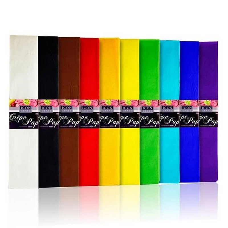Crepe Paper Assorted Pack of 10 50cm x 2m