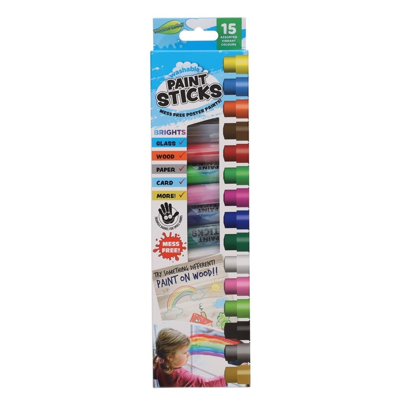 Washable 5g Poster Paint Sticks Pack of 15  Brights