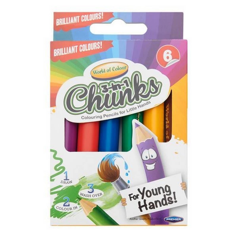 3-in-1 Washable Chunks Pencils Pack of 6
