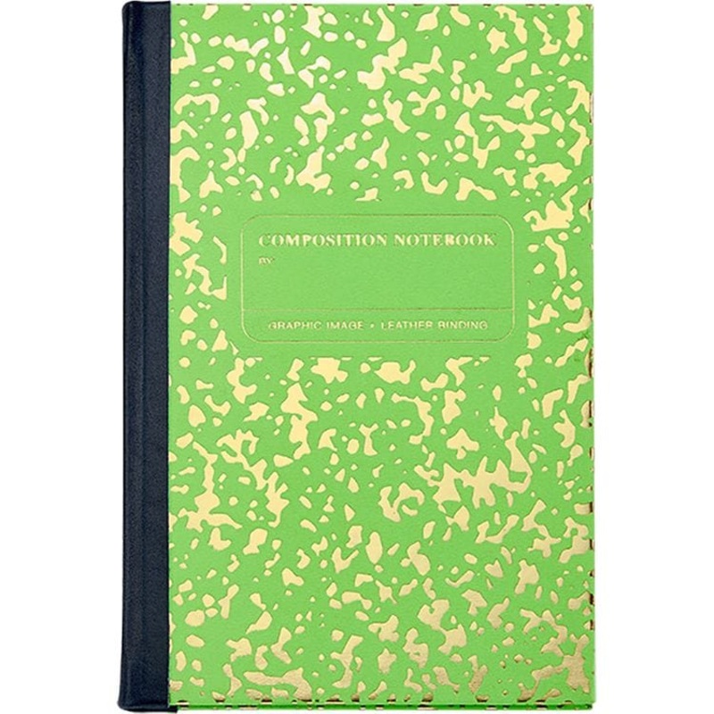 Composition Notebook in Neon Green/Gold Leather