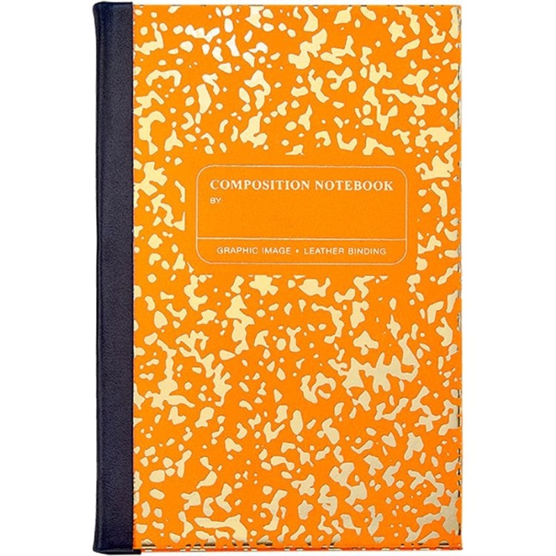 Composition Notebook in Neon Orange/Gold Leather