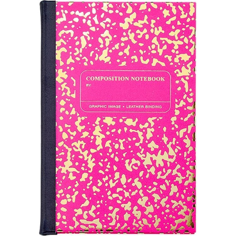 Composition Notebook in Neon Pink/Gold Leather