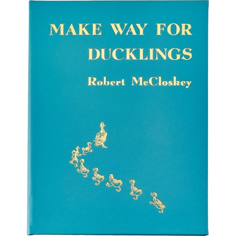 Make Way For Ducklings Book in Teal Blue Italian Leather