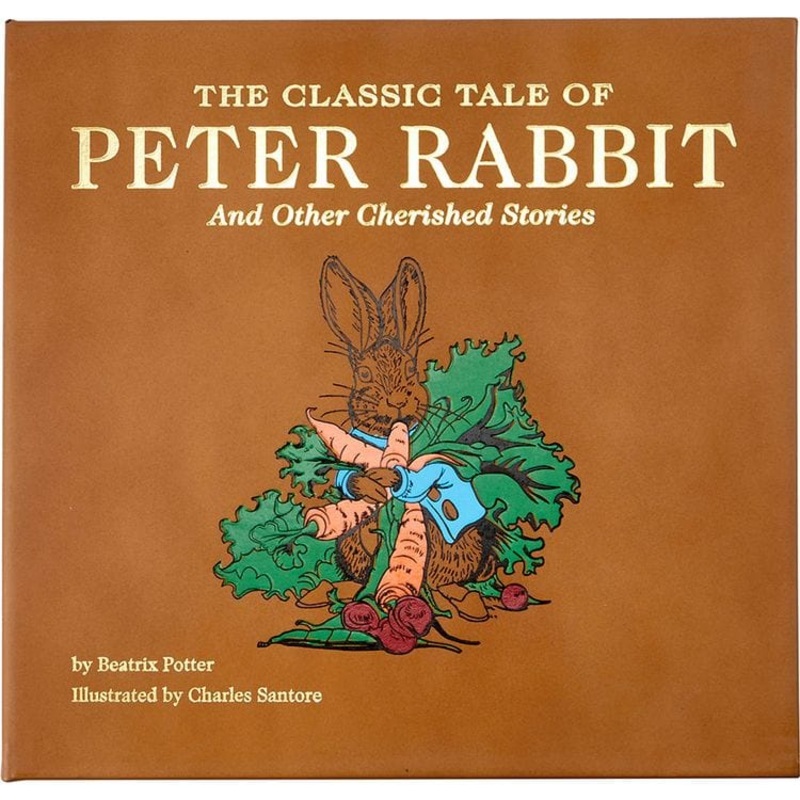 The Classic Tale of Peter Rabbit Book in Tan Bonded Leather