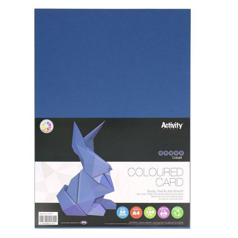 A4 Cobalt Blue Card 160gsm (Pack of 50 Sheets)