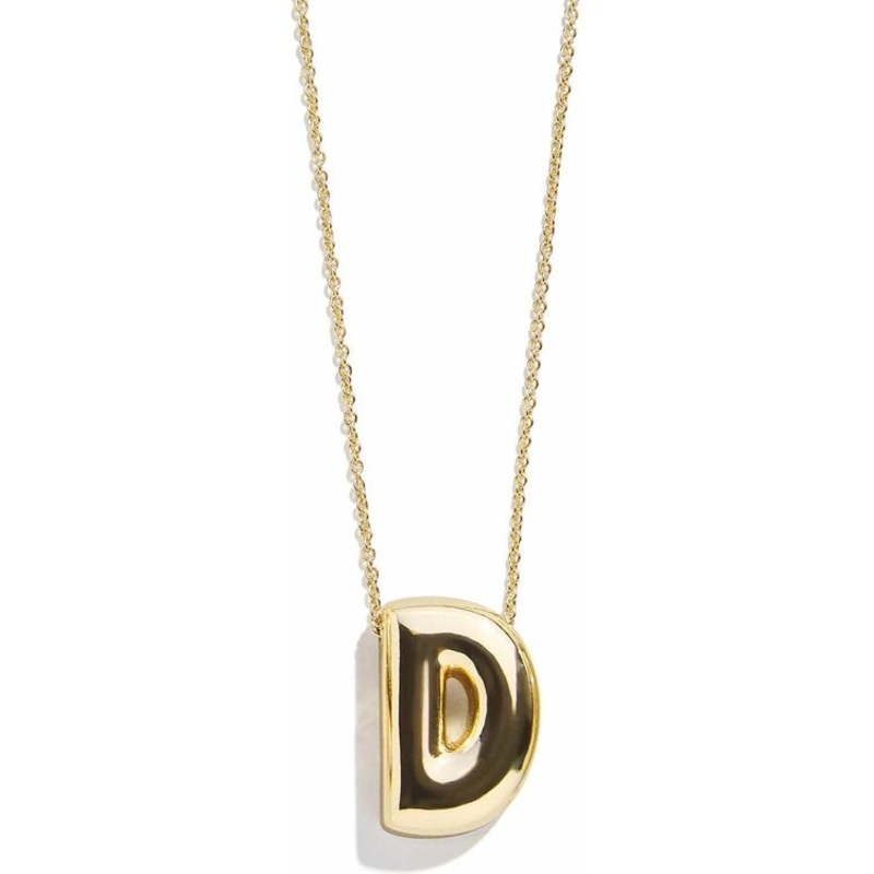 Gold Bubble Initial Necklace – D