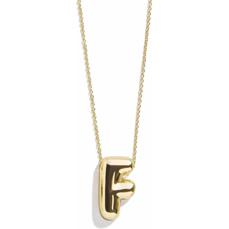 Gold Bubble Initial Necklace – F