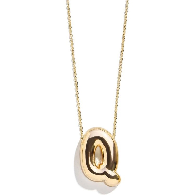 Gold Bubble Initial Necklace – Q