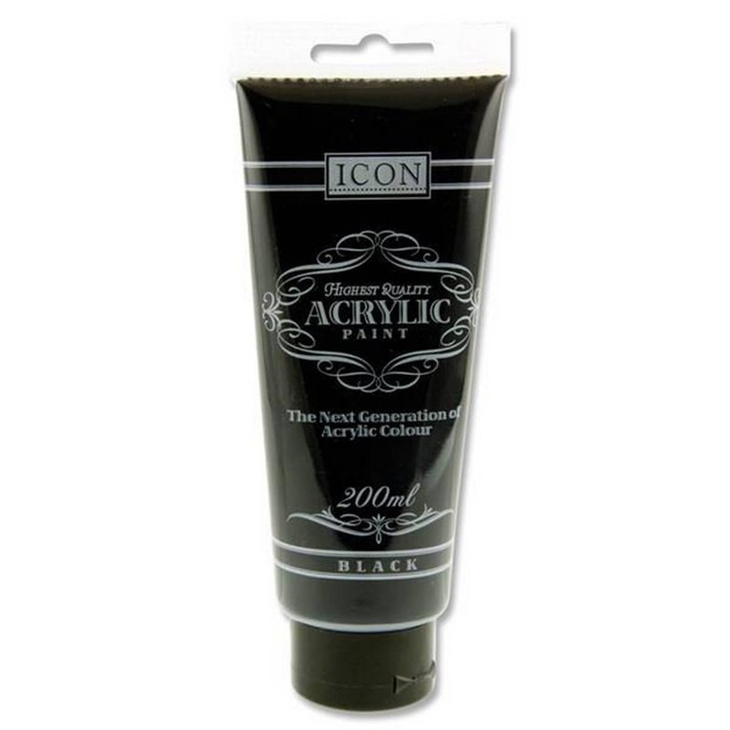 Icon Acrylic Paint 200ml  Black