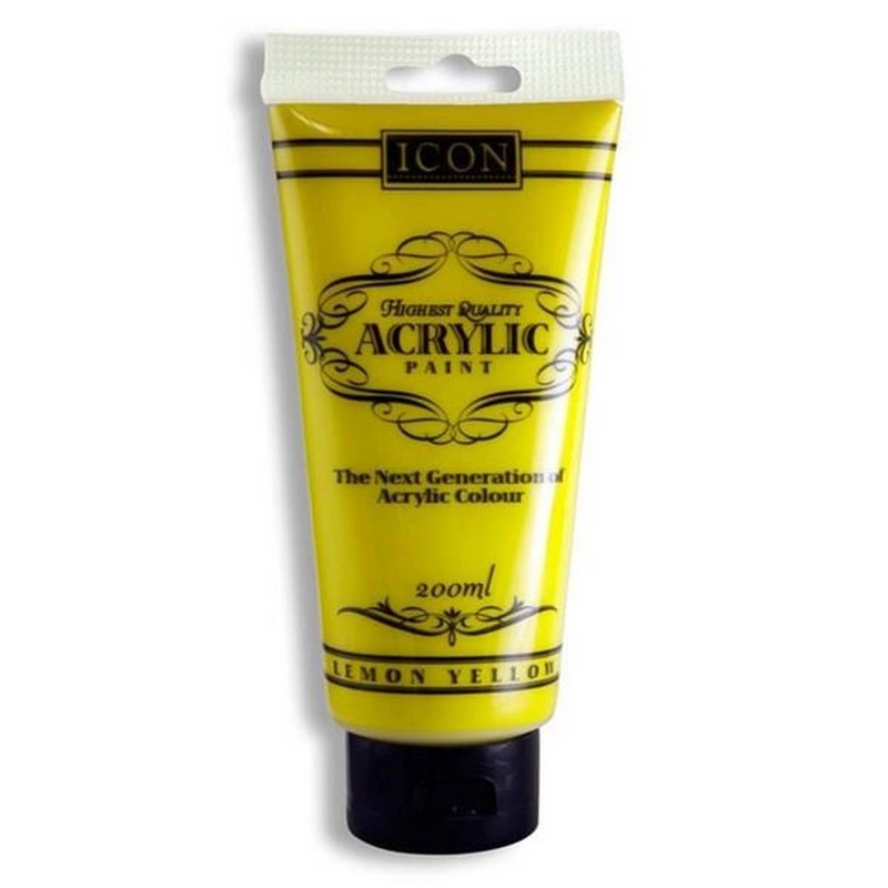 Icon Acrylic Paint 200ml  Lemon Yellow