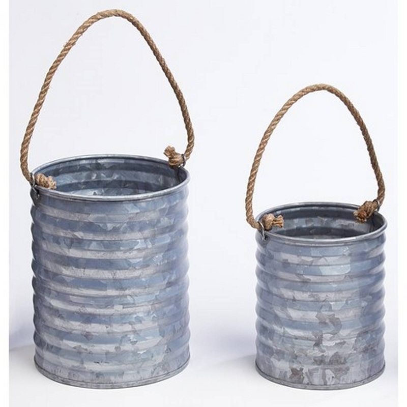 Metal Rope Handled Planters Pack of two