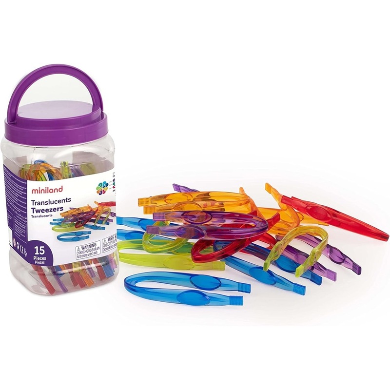 Miniland Translucent Tweezers Tub of 15