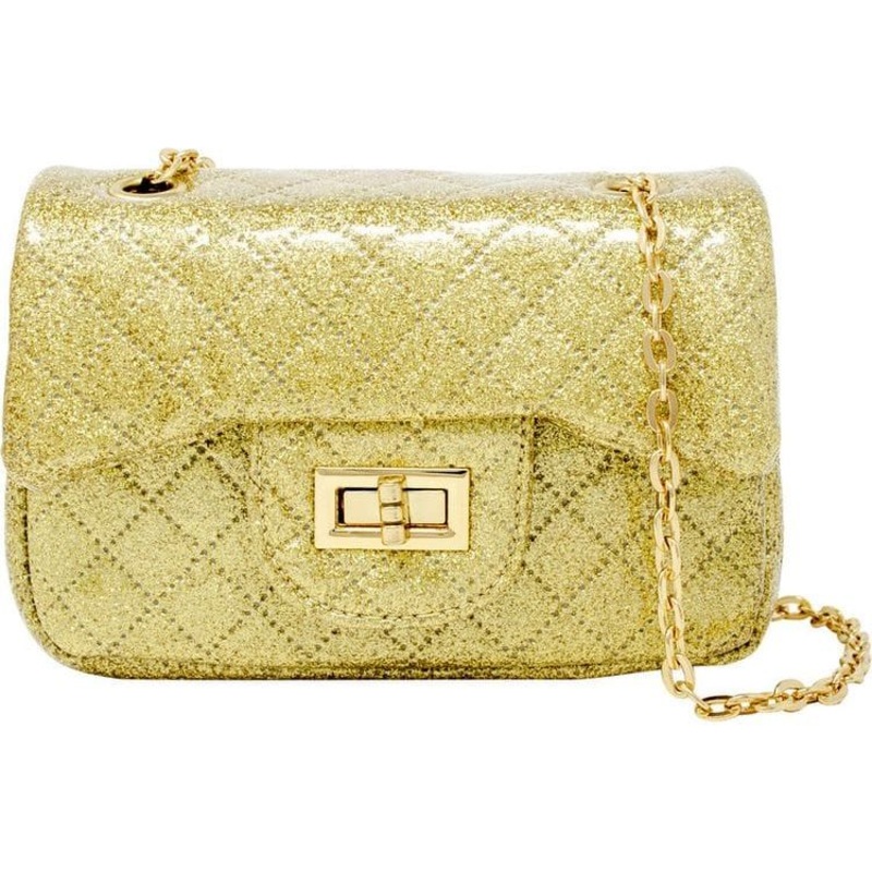 Classic Quilted Sparkle Mini Purse – Gold