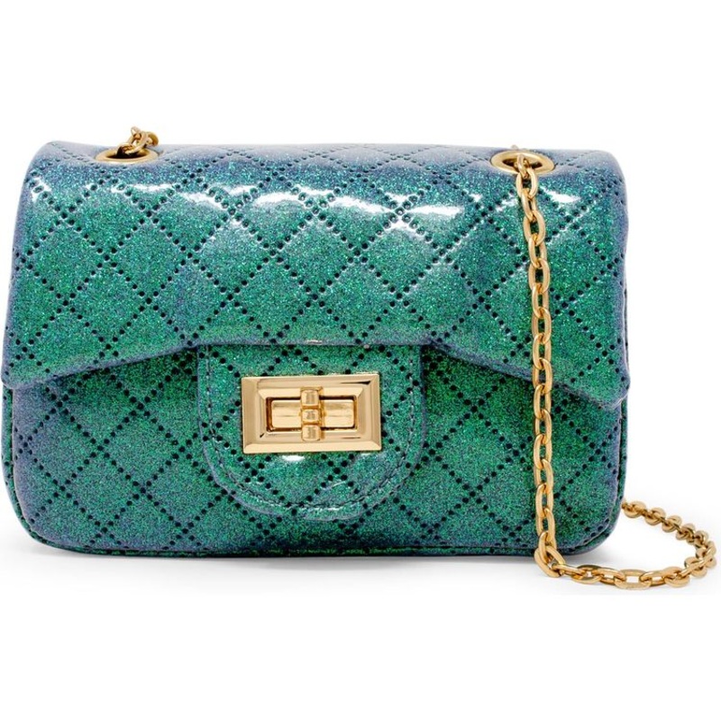 Classic Quilted Sparkle Mini Purse – Green