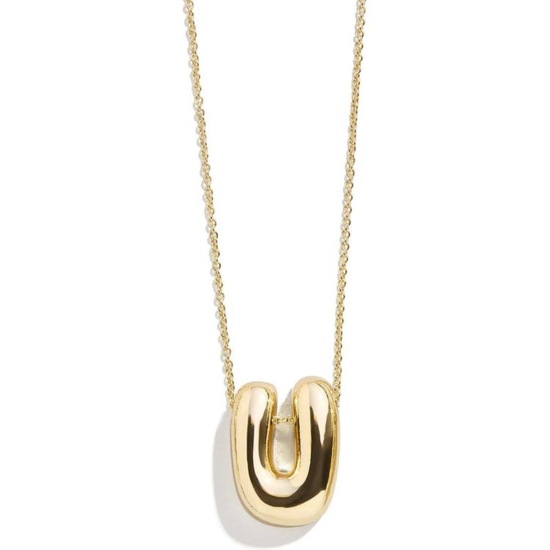 Gold Bubble Initial Necklace – U