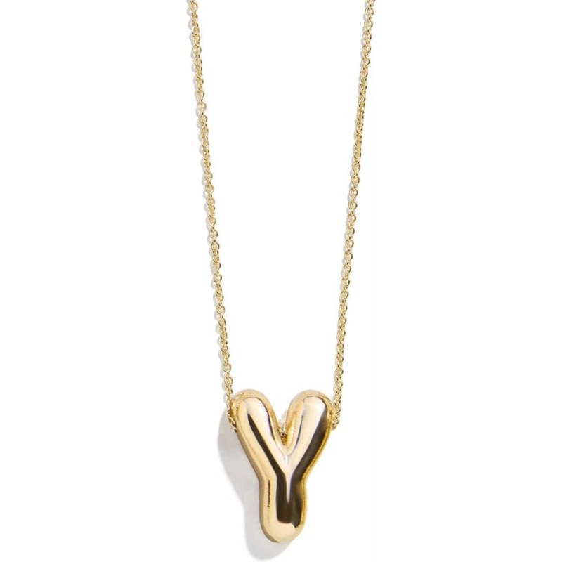 Gold Bubble Initial Necklace – Y