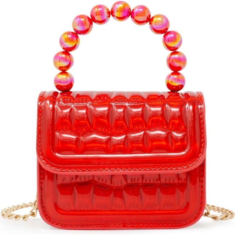 Mini Glam Quilted Pearl Handle Purse – Red