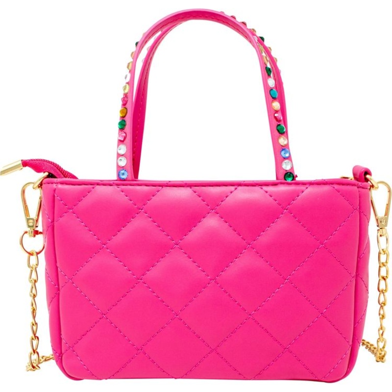 Quilted Rhinestone Tote Bag – Hot Pink