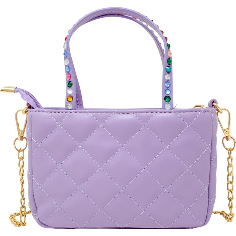 Quilted Rhinestone Tote Bag – Purple