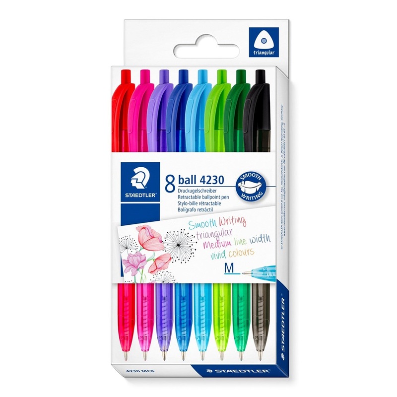 Staedtler Retractable Rainbow Ballpoint Pen  Assorted Colours  Pack of 8